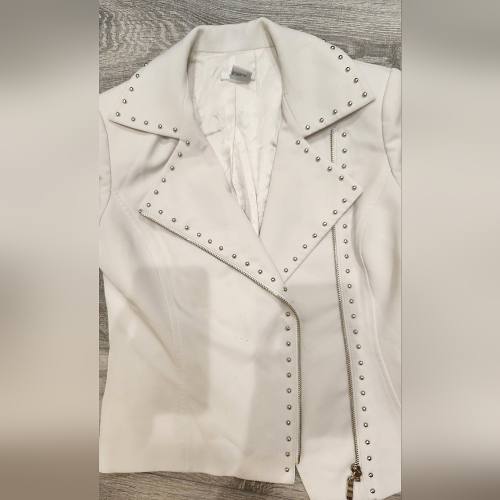 Cache White Studded Moto Jacket - image 2